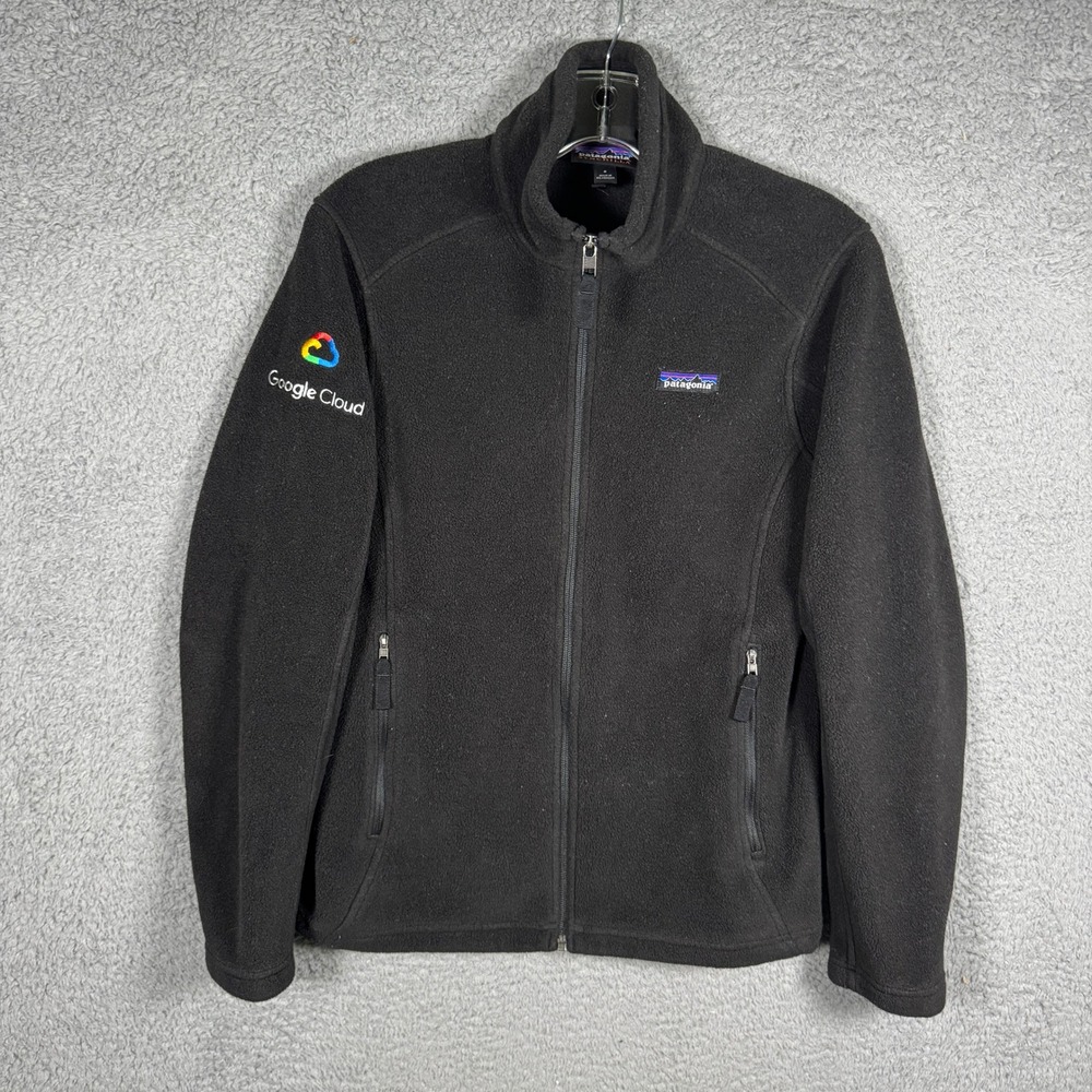 Patagonia Synchilla Full Zip Fleece Jacket Black Google Cloud Womens Small Hike